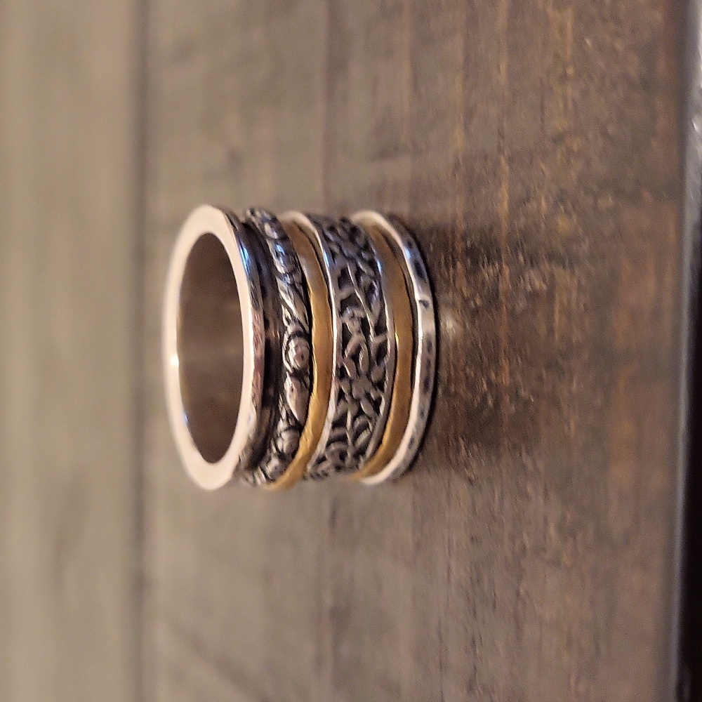Silpada Sterling Israel Brass Spinner Ring - Picture 2 of 7